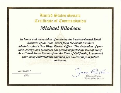 U.S. Senate Small Business Certificate